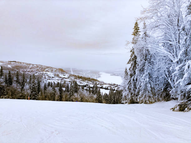 View from top of ski slope over ski resort Åre View from top of ski slope over ski resort Åre